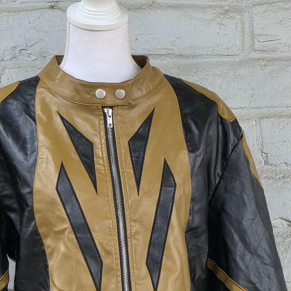 Fashion Nova Speed Racer Olive Cropped Faux Leather Moto Jacket Large - Picture 5 of 7
